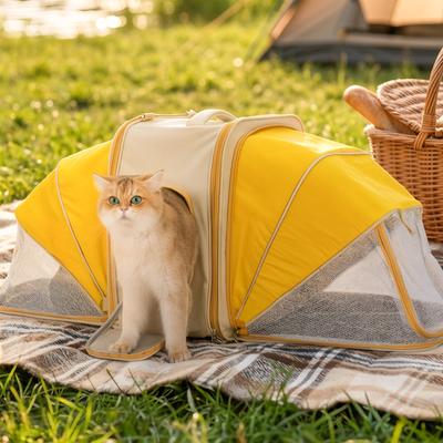 Show full view: Happy & Polly Deluxe Expandable Carrier Backpack with Dual Mesh Pop-Out Sides for Small Dogs & Cats slide 4 of 9