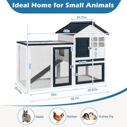FunXplore Indoor & Outdoor Rabbit Hutch with Secure Sliding Door, White, 48 x 24.2 x 36.2-in slide 2 of 8