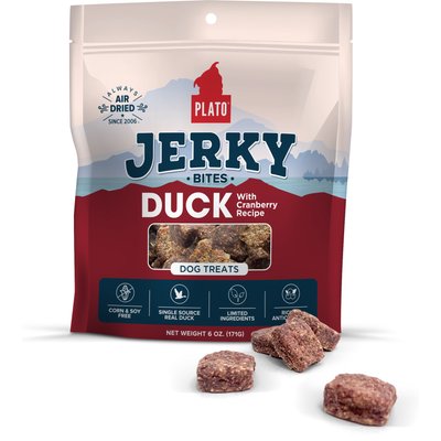 Plato Plato Duck with Cranberry Grain-Free Jerky Dog Bites, 6-oz bag