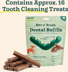 Woof Bite n' Brush Refill Grain-Free Beef Sticks Adult Dental Dog Chew Treats, 8-oz bag slide 2 of 5
