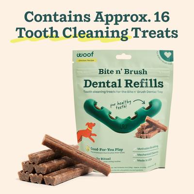 Show full view: Woof Bite n' Brush Refill Grain-Free Beef Sticks Adult Dental Dog Chew Treats, 8-oz bag slide 4 of 6