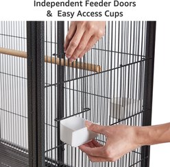 Unipaws Rolling Bird Cage with See-Through Doors, Deep Grey, 65-in slide 2 of 8