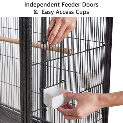 Show full view: Unipaws Rolling Bird Cage with See-Through Doors, Deep Grey, 65-in slide 6 of 8