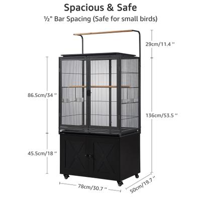 Show full view: Unipaws Rolling Bird Cage with See-Through Doors, Deep Grey, 65-in slide 7 of 8