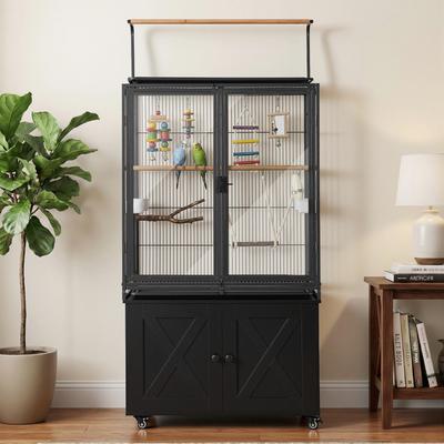 Show full view: Unipaws Rolling Bird Cage with See-Through Doors, Deep Grey, 65-in slide 4 of 8