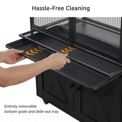 Show full view: Unipaws Rolling Bird Cage with See-Through Doors, Deep Grey, 65-in slide 5 of 8