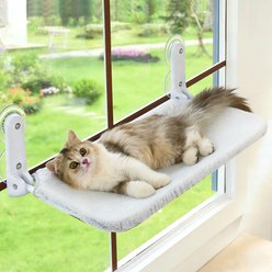 Gapzer Sturdy Metal Frame Window Perch Hammock Cat Bed, 23.5 x 11.8 x 8.2-in, Grey