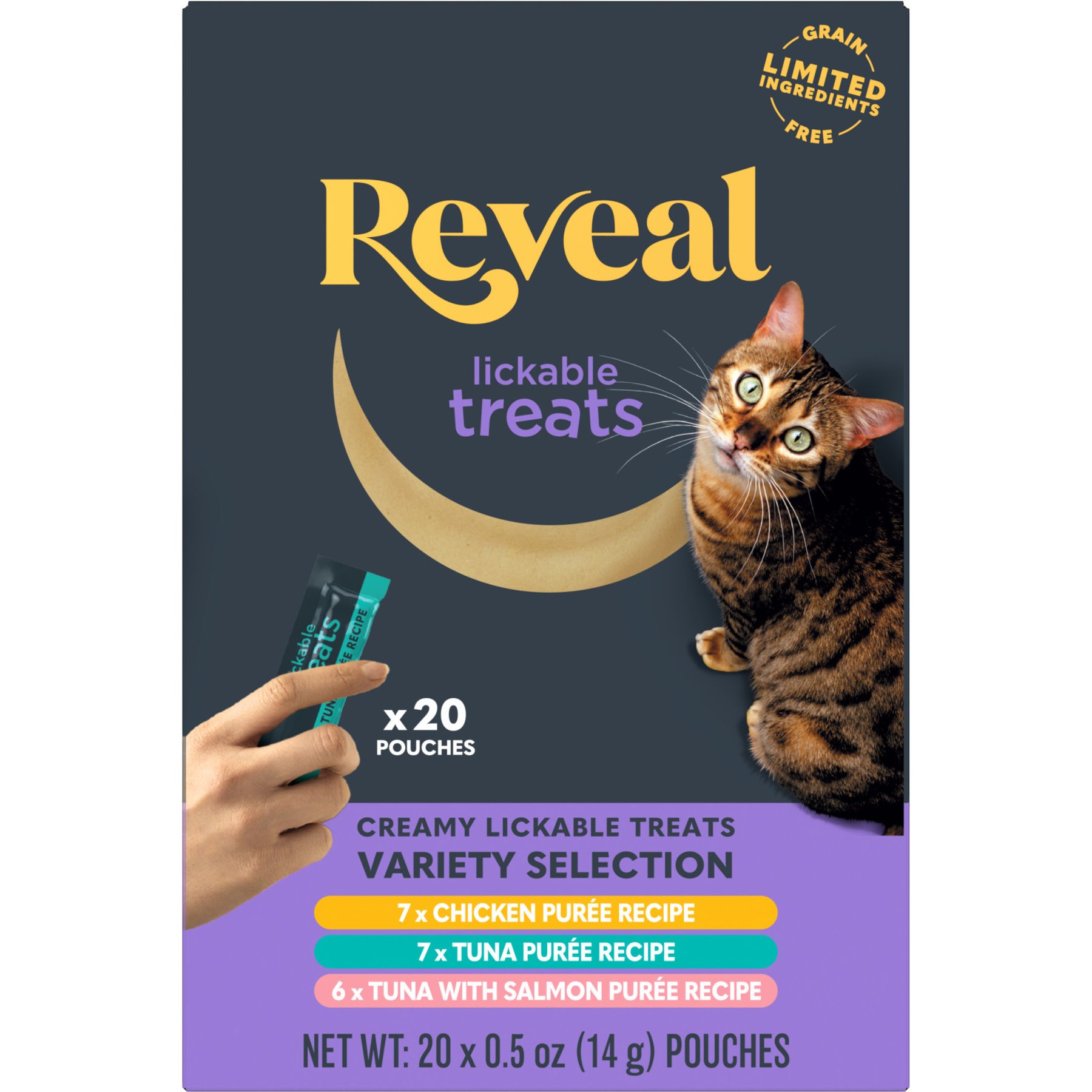Reveal Natural Puree Variety Selection Lickable Cat Treat, 0.5-oz pouch, 20 count