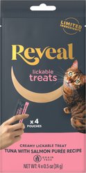 Reveal Natural Tuna Filet with Salmon Puree Recipe Lickable Cat Treat, 0.5-oz pouch, 4 count