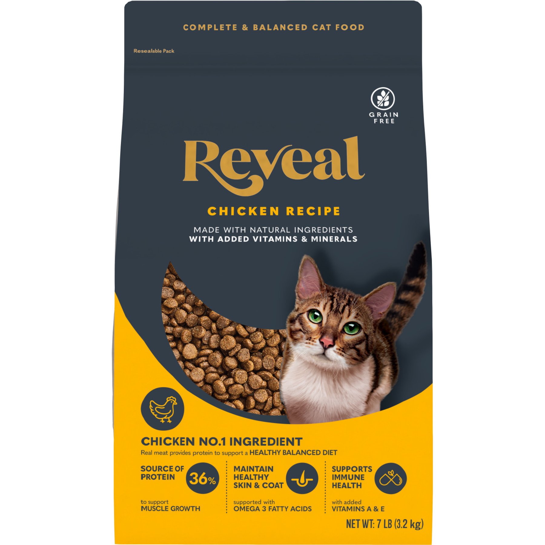 Reveal Natural Complete & Balanced Grain-Free Chicken Recipe Dry Cat Food, 14-lb bundle
