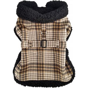 Doggie Design Sherpa-Lined Dog Jacket, Brown & White Plaid, X-Small
