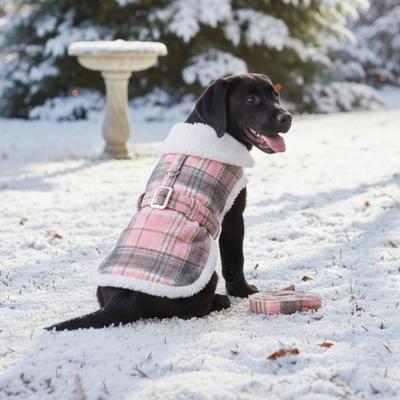 Show full view: Doggie Design Sherpa-Lined Dog Jacket, Pink & White Plaid, Small slide 3 of 4