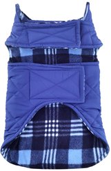 Doggie Design Reversible Fleece Lined Puffer Dog Jacket, Blue Plaid, Small slide 2 of 5