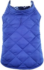 Doggie Design Reversible Fleece Lined Puffer Dog Jacket, Blue Plaid, XX-Large