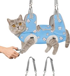 Supet Cat Grooming Hammock for Nail Trimming, Blue, Medium