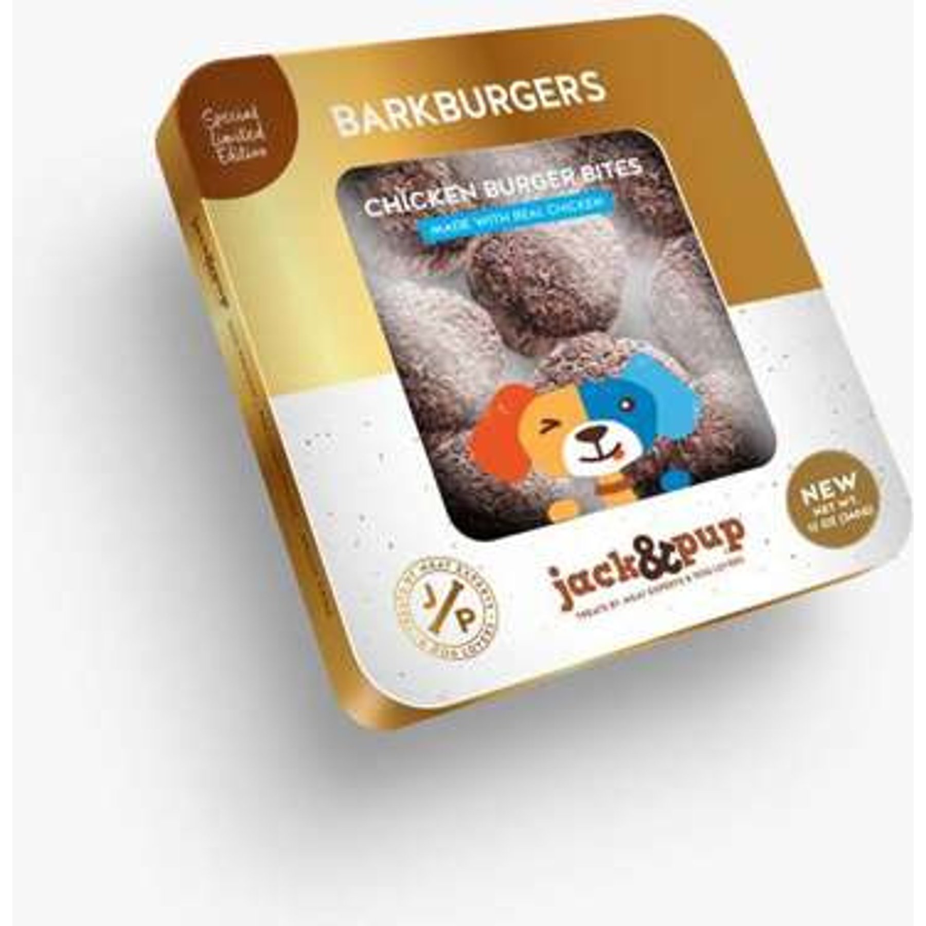 Jack & Pup Bark Burgers Chicken Bites Grain-Free Natural Dog Chew Treats, 12-oz gift tin
