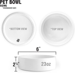 PGS Meow with Paw Print Pattern Small Pet Bowl, 6 x 2 1/4-in, Charcoal/White slide 2 of 3