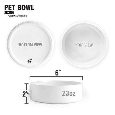 Show full view: PGS Meow with Paw Print Pattern Small Pet Bowl, 6 x 2 1/4-in, Charcoal/White slide 3 of 3