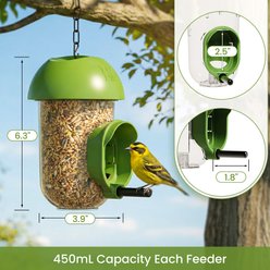LONA Love Nature 2-Pieces Outdoor 1-Port Finch Wild Bird Tube Feeder, Green, 450-mL, 2 count slide 2 of 9