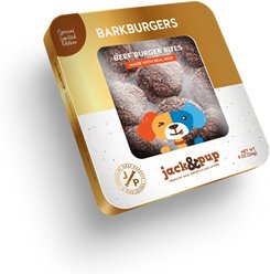 Jack & Pup Bark Burgers Beef Bites Grain-Free Natural Dog Chew Treats, 12-oz gift tin