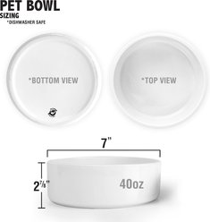 PGS Woof with Paw Print Pattern Small Pet Bowl, 7 x 2 7/8-in, Charcoal/White slide 2 of 3
