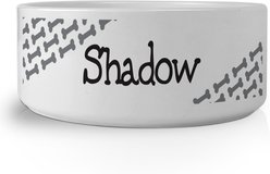 PGS Bone Pattern on Colored Background Small Pet Bowl, 7 x 2 7/8-in, Gray/Black/White