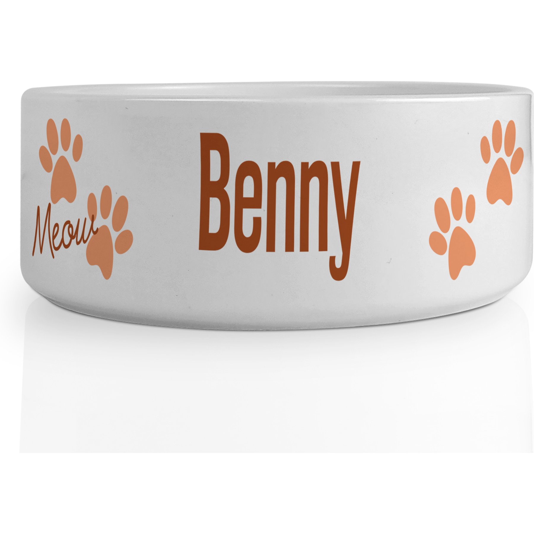 PGS Meow with Paw Print Pattern Small Pet Bowl, 6 x 2 1/4-in, Bronze/White