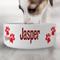 Show in main carousel: PGS Woof with Paw Print Pattern Small Pet Bowl, 7 x 2 7/8-in, Currant/White slide 2 of 3