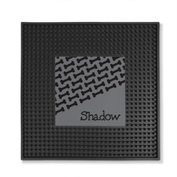 PGS Bone Pattern on Colored Background Square Printed Small Pet Mat, 12 x 12-in, Gray/Black