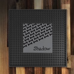 PGS Bone Pattern on Colored Background Square Printed Small Pet Mat, 12 x 12-in, Gray/Black slide 2 of 3