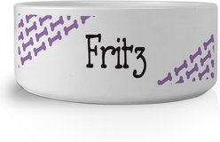 PGS Bone Pattern on Colored Background Small Pet Bowl, 7 x 2 7/8-in, Purple/Black/White