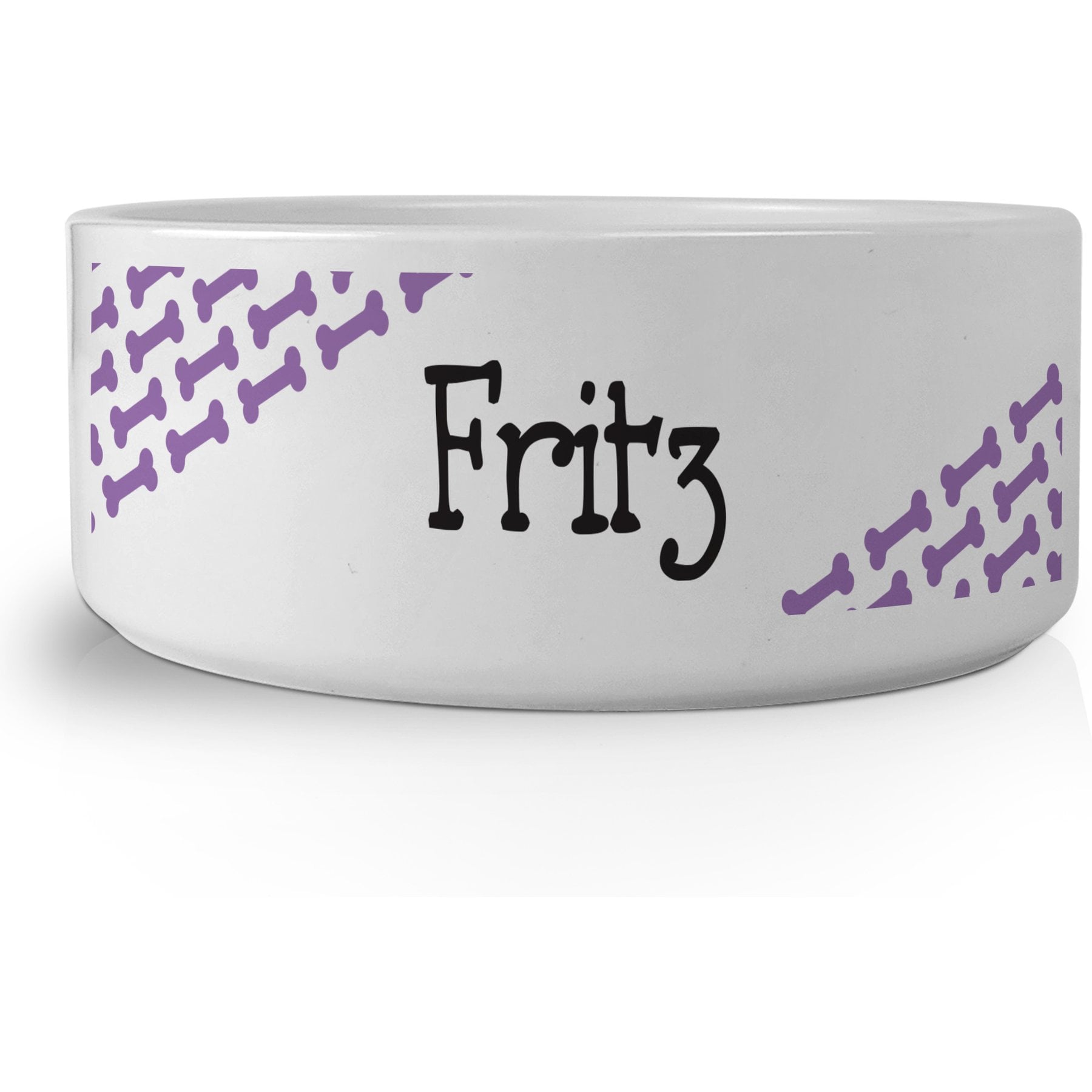 PGS Bone Pattern on Colored Background Small Pet Bowl, 7 x 2 7/8-in, Purple/Black/White