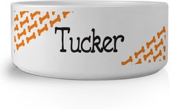 PGS Bone Pattern on Colored Background Small Pet Bowl, 7 x 2 7/8-in, Orange/Black/White