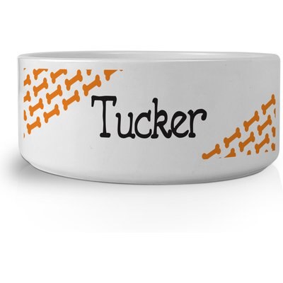 PGS PGS Bone Pattern on Colored Background Small Pet Bowl, 7 x 2 7/8-in, Orange/Black/White