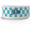 Show in main carousel: PGS Checkered Pattern with Script Name Small Pet Bowl, 7 x 2 7/8-in, Navy/White slide 1 of 3
