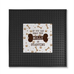 PGS If you can read this Name with Dog Bone Square Printed Bar Small Pet Mat, Brown/White/Black, 12 x 12-in
