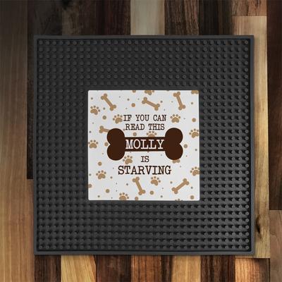 Show full view: PGS If you can read this Name with Dog Bone Square Printed Bar Small Pet Mat, Brown/White/Black, 12 x 12-in slide 2 of 3
