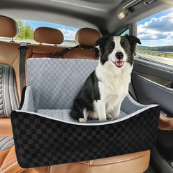 Invenho Memory Foam Dog Car Seat Booster with Travel Storage Pocket & Washable Removable Cover, Grey, 30 x 19 x 18-in slide 2 of 7