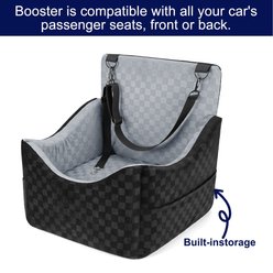 Invenho Memory Foam Dog Car Seat Booster with Travel Storage Pocket & Washable Removable Cover, Grey, 19 x 18 x 18.5-in slide 2 of 7