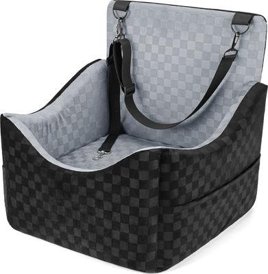 Show full view: Invenho Memory Foam Dog Car Seat Booster with Travel Storage Pocket & Washable Removable Cover, Grey, 19 x 18 x 18.5-in slide 7 of 7