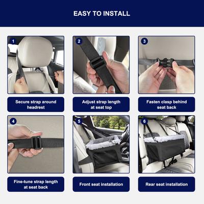 Show full view: Invenho Dog Car Seat Booster Seat with Travel Storage Pocket, 16 x 13 x 9-in, Black slide 6 of 7