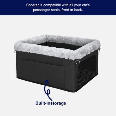 Show full view: Invenho Dog Car Seat Booster Seat with Travel Storage Pocket, 16 x 13 x 9-in, Black slide 5 of 7