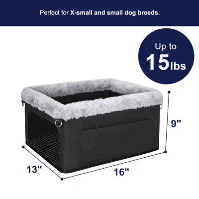 Show full view: Invenho Dog Car Seat Booster Seat with Travel Storage Pocket, 16 x 13 x 9-in, Black slide 2 of 7