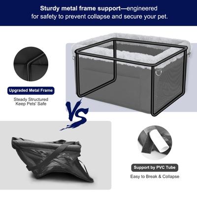 Show full view: Invenho Dog Car Seat Booster Seat with Travel Storage Pocket, 16 x 13 x 9-in, Black slide 3 of 7