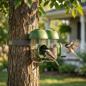 LONA Love Nature Outdoor 1-Port Finch Wild Bird Tube Feeder, Green, 450-mL, 2 count