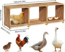 Wisfor 3-Compartment Pine Wood Egg Laying Chicken Nesting Box, 41.34 x 11.81 x 14.17-in slide 2 of 8