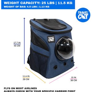 Travel Cat Fat Cat Airline Approved Bubble Backpack Cat Carrier, Navy