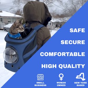 Travel Cat Fat Cat Airline Approved Bubble Backpack Cat Carrier, Navy