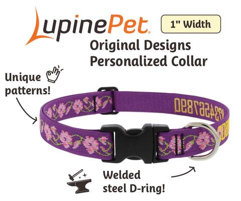 Show full view: LupinePet Personalized Nature Inspired Original Design Rose Garden Dog Collar, Medium: 12 to 20 in, 1-in wide slide 5 of 8