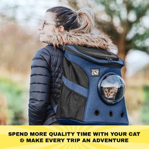 Travel Cat Fat Cat Airline Approved Bubble Backpack Cat Carrier, Navy